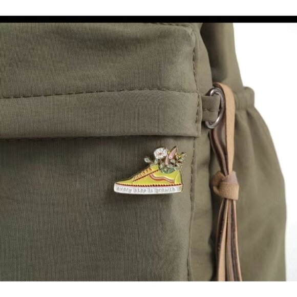 EVERY STEP IS GROWTH Floral Sneaker Enamel Backpack NEW - Picture 3 of 6